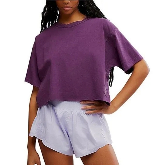 FP Movement by Free People Tops - FP Movement by Free People Cropped Short Sleeve Tee in Purple